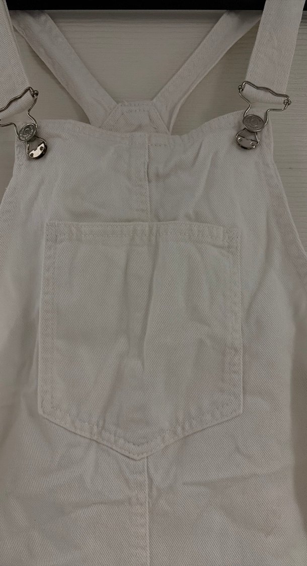 Kadın Beyaz Keten Midi Salopet - Görsel 2