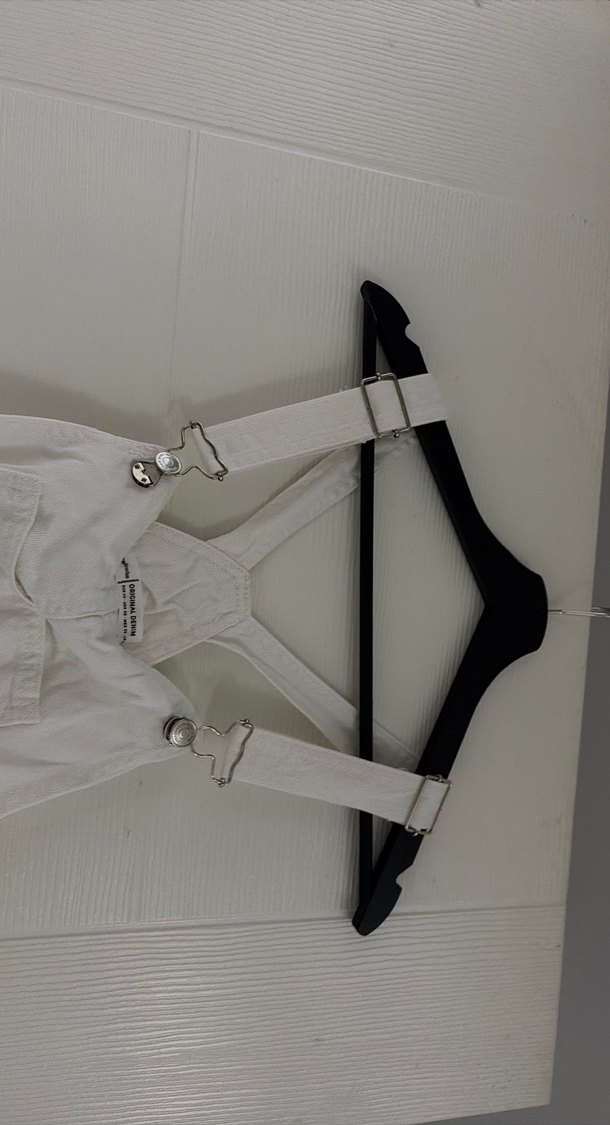 Kadın Beyaz Keten Midi Salopet - Görsel 4