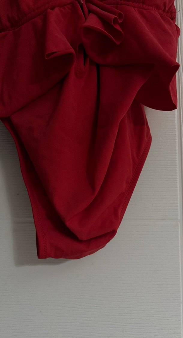 Kırmızı Drapeli İnce Askılı Mini Mayo - Görsel 3