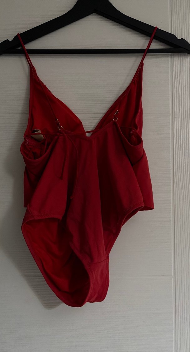 Kırmızı Drapeli İnce Askılı Mini Mayo - Görsel 4