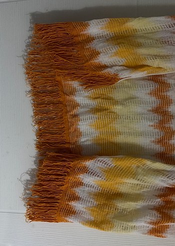 Sarı Bağlama Desenli Bohem Örgü Hırka pareo - Görsel 2