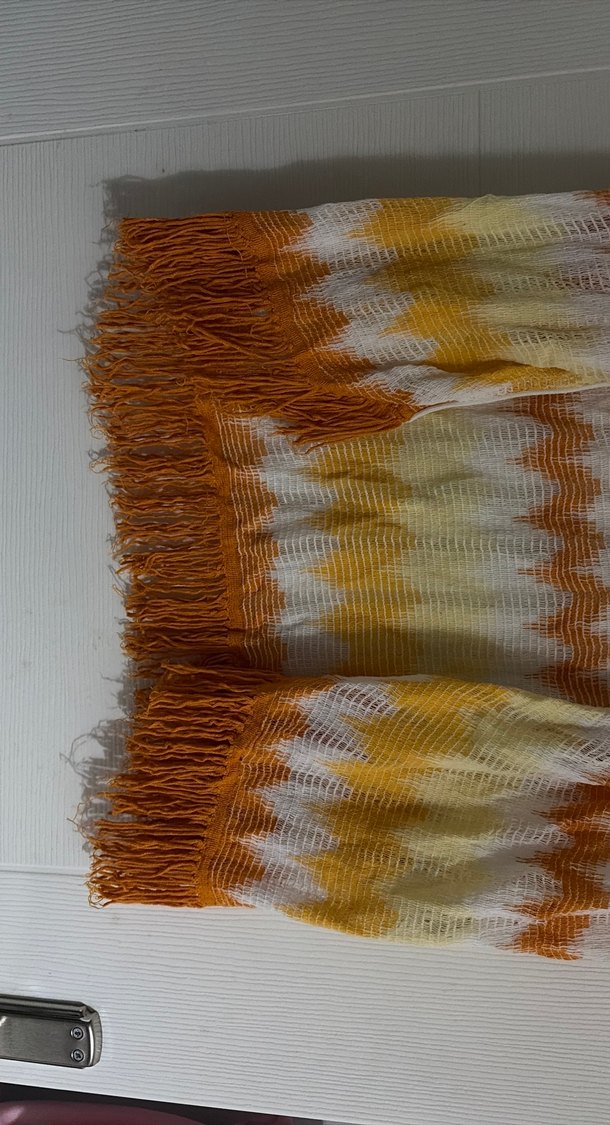 Sarı Bağlama Desenli Bohem Örgü Hırka pareo - Görsel 2