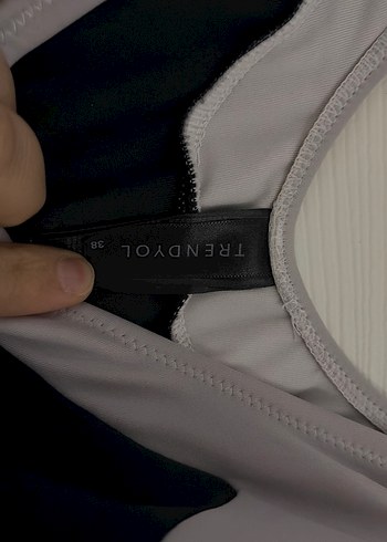 Düğmeli Gri Siyah Kadın Mayo - Görsel 4