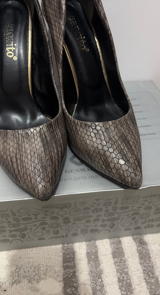 Yılan Derisi Desenli Bej Stiletto - Görsel 3