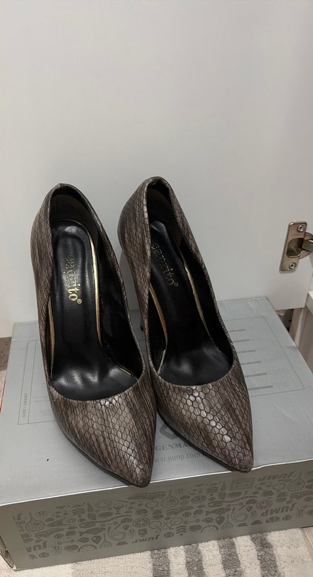 Yılan Derisi Desenli Bej Stiletto - Görsel 2