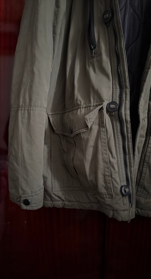 Gri Kamuflaj Desenli Erkek Midi Ceket - Görsel 2