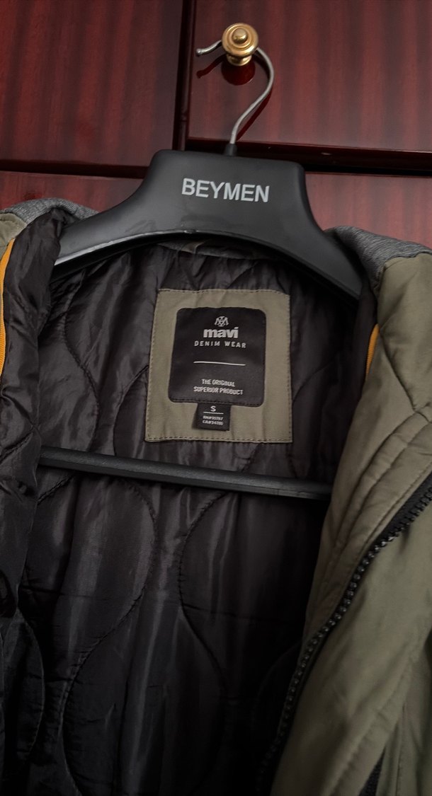 Gri Kamuflaj Desenli Erkek Midi Ceket - Görsel 4