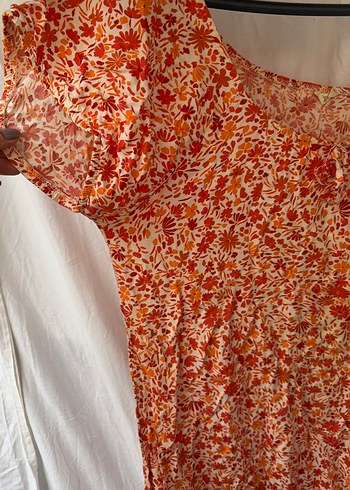 Kırmızı Bohem Midi Elbise V Yaka - Görsel 3