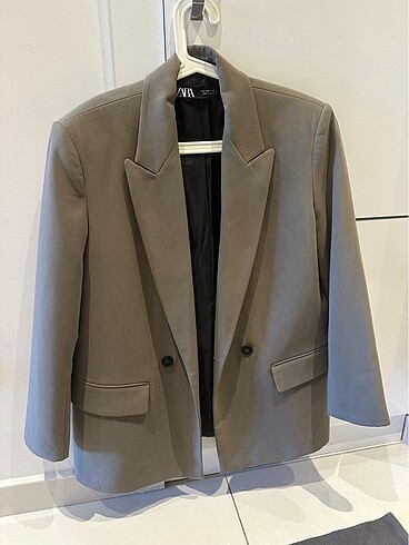 m Beden haki Renk Zara kruvaze oversize blazer ceket