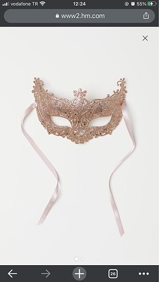 H&M Altın Simli Kostüm Maskesi