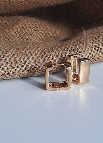  Beden altın Renk Square Steel Earring - Kare Çelik Küpe