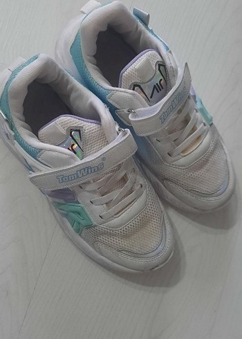 Kız Çocuk Beyaz Tie-Dye Spor Ayakkabı Velcro - Görsel 4