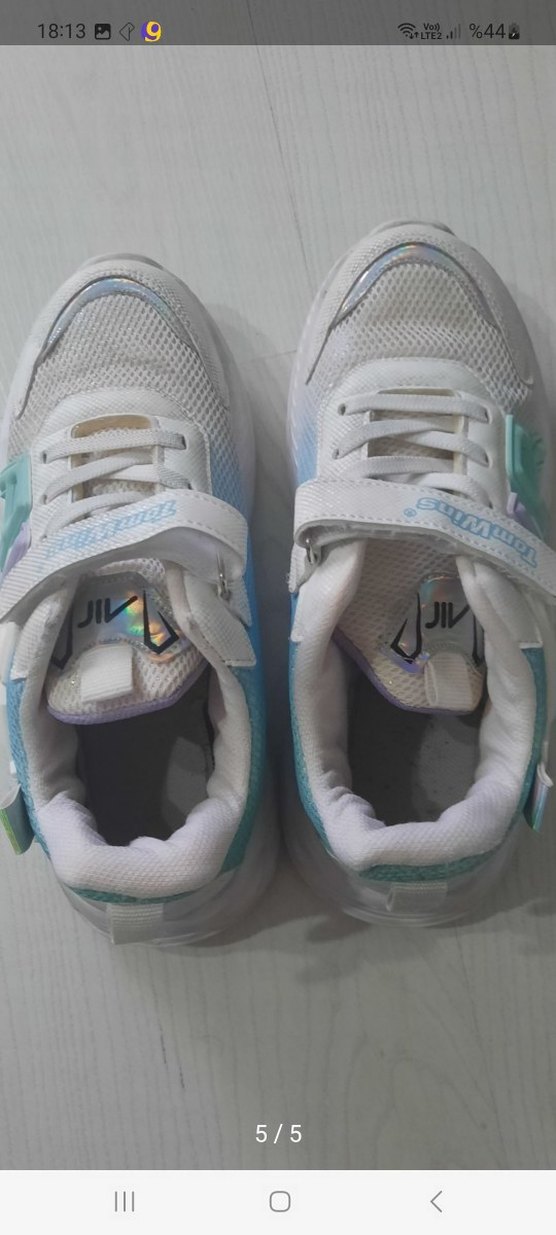 Kız Çocuk Beyaz Tie-Dye Spor Ayakkabı Velcro - Görsel 2