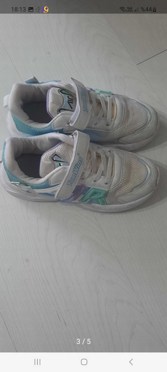 Kız Çocuk Beyaz Tie-Dye Spor Ayakkabı Velcro - Görsel 3