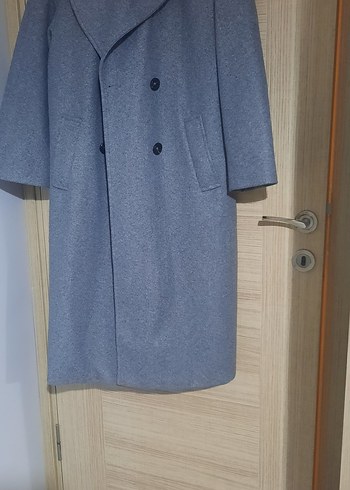 Gri Çift Düğmeli Kaban - Görsel 2