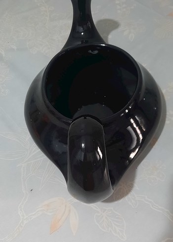 Siyah Seramik Çaydanlık saksı - Görsel 3