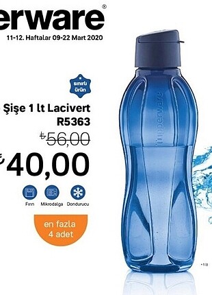 Tupperware sıfır 1 litre lacivert ve 