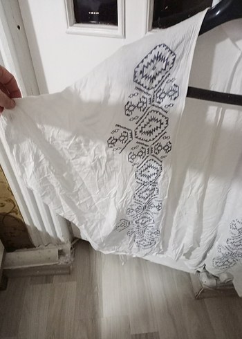 38 Beden beyaz Renk Bohem Gri Desenli Beyaz Kadın pareo