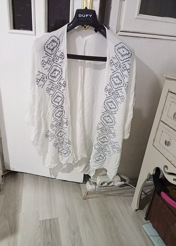 Bohem Gri Desenli Beyaz Kadın pareo