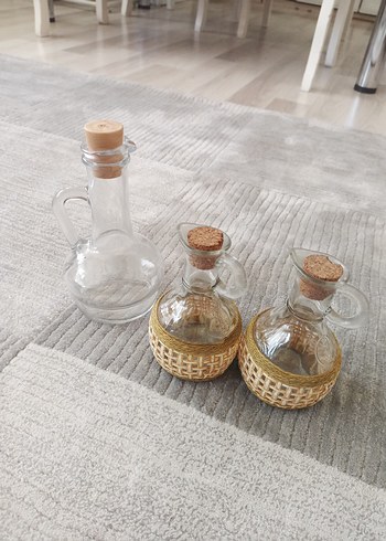 Hasır Detaylı Cam Yağlık ve Sirkelik Seti