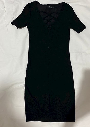 Bershka Siyah V Yaka Strappy ELBİSE