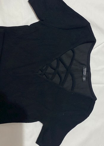 xs Beden siyah Renk Siyah V Yaka Strappy ELBİSE