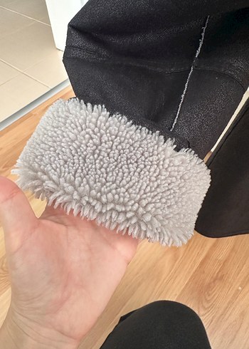 MANGO Gri Süet Kürklü Midi Kadın Ceket - Görsel 4