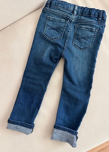 GAP BABY unisex Çocuk Düğmeli Mavi Denim Pantolon - Görsel 3