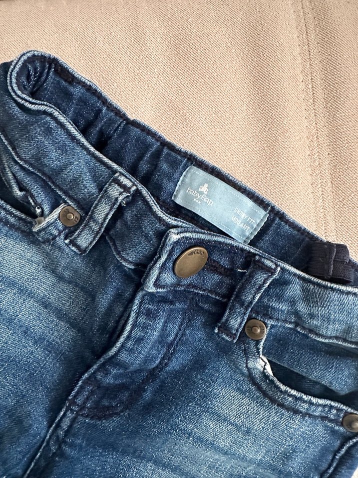 GAP BABY unisex Çocuk Düğmeli Mavi Denim Pantolon - Görsel 2