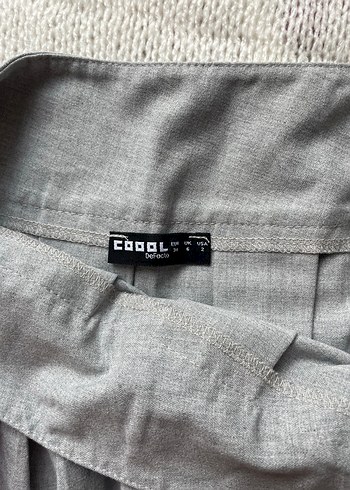 Gri Keten Midi Pileli Mini Etek - Görsel 3