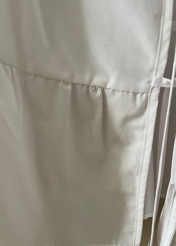 Düğmeli Beyaz Mini Keten Kadın Gömlek - Görsel 4