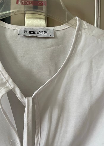 Düğmeli Beyaz Mini Keten Kadın Gömlek - Görsel 3