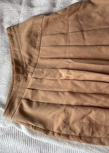 Bej Pileli Midi Kadın Etek - Görsel 2