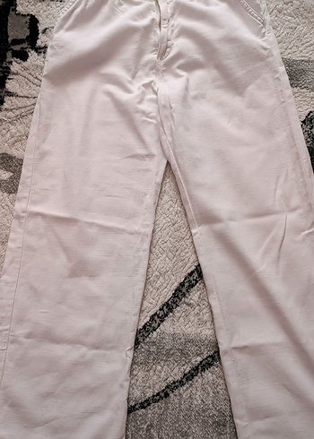 Beyaz Keten Pantolon - Görsel 3