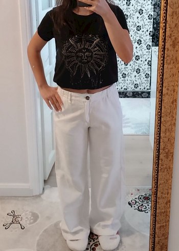 Beyaz Keten Pantolon - Görsel 2