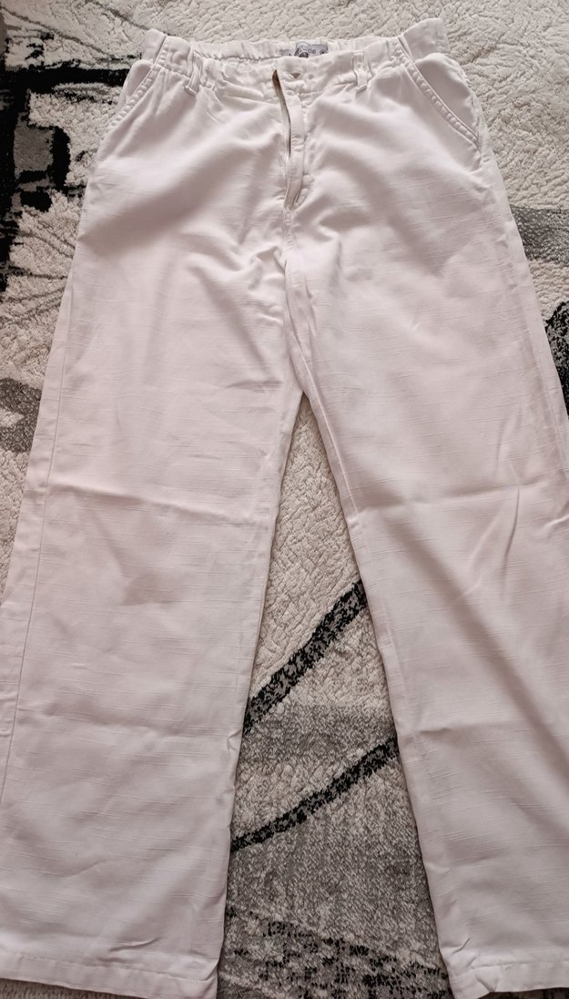 Beyaz Keten Pantolon - Görsel 3