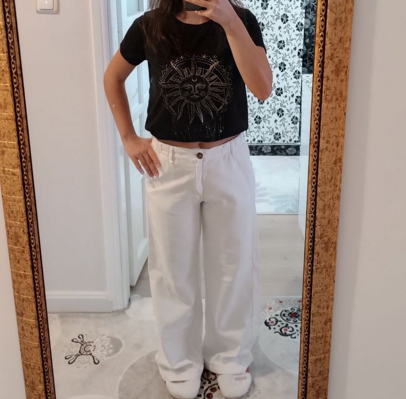 Beyaz Keten Pantolon - Görsel 2