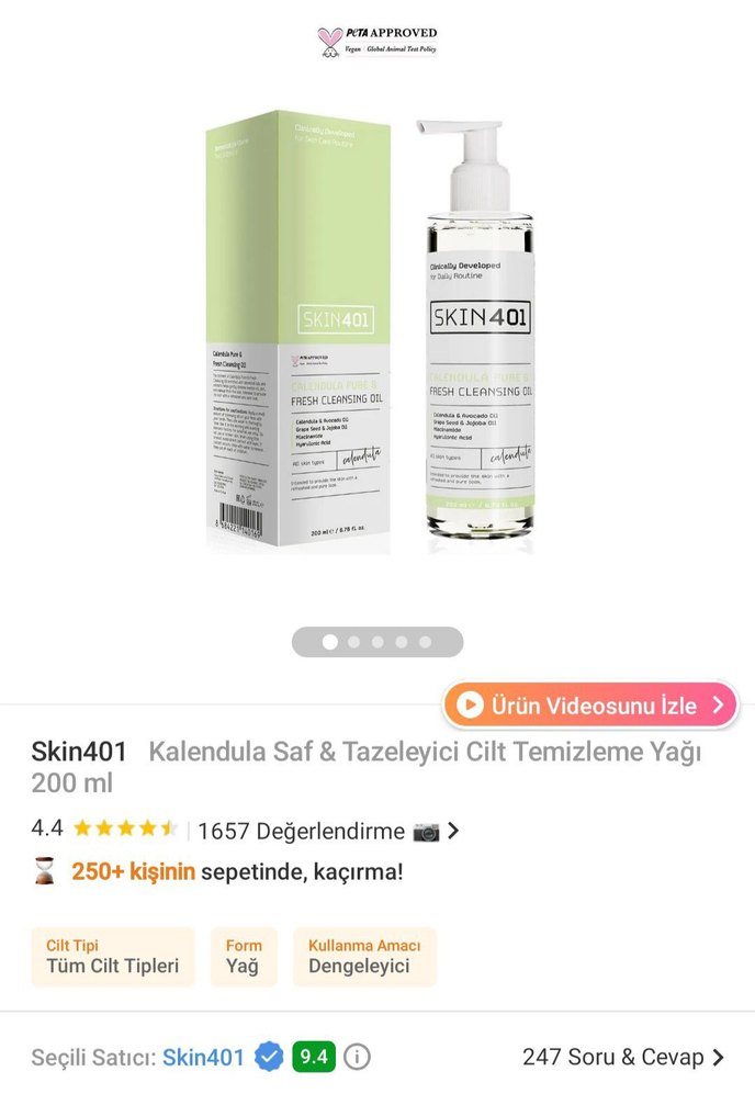 SKIN401 Calendula Pure & Fresh Temizleyici Yağ - Görsel 3