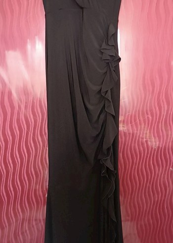 Siyah Drapeli Uzun Abiye Elbise - Görsel 2