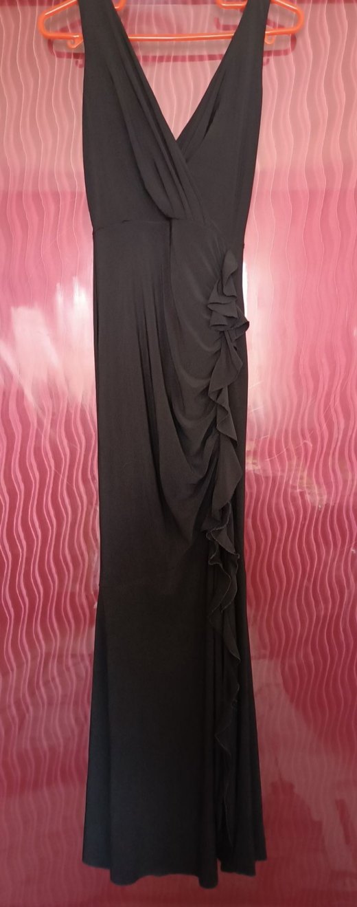 Siyah Drapeli Uzun Abiye Elbise - Görsel 2