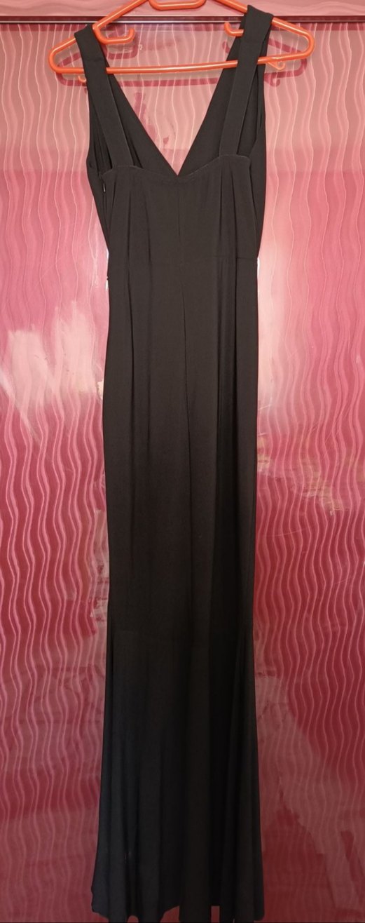 Siyah Drapeli Uzun Abiye Elbise - Görsel 3