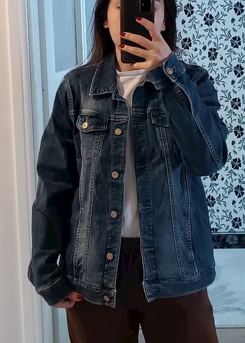 Kadın Mavi Denim Düğmeli Ceket - Görsel 2