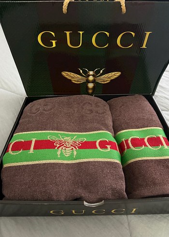 Gucci Bohem Tarzı Baskılı Kahverengi Havlu seti  Çeyizlik & plaj - Görsel 2