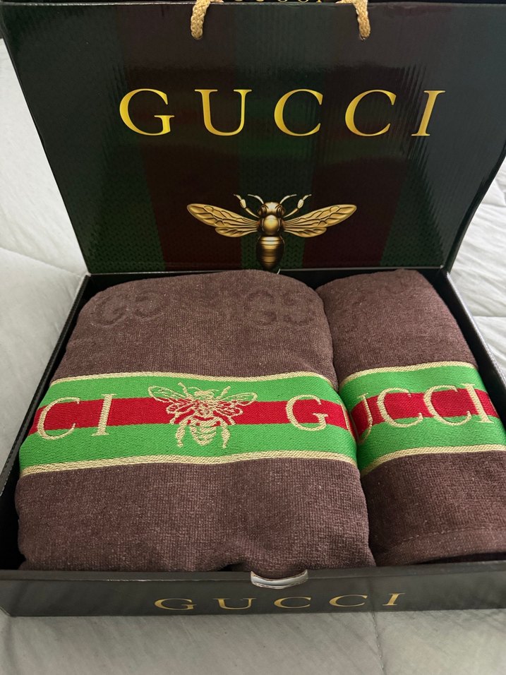 Gucci Bohem Tarzı Baskılı Kahverengi Havlu seti  Çeyizlik & plaj - Görsel 2