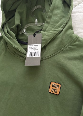 Kadın Haki Kapüşonlu Sweatshirt - Görsel 3