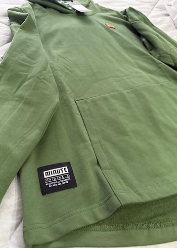 Kadın Haki Kapüşonlu Sweatshirt - Görsel 2