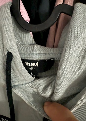 Püsküllü Gri Denim kadın sweatshirt oversize - Görsel 2