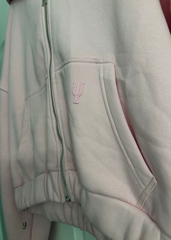 Pembe Fermuarlı Kadın Sweatshirt - Görsel 2
