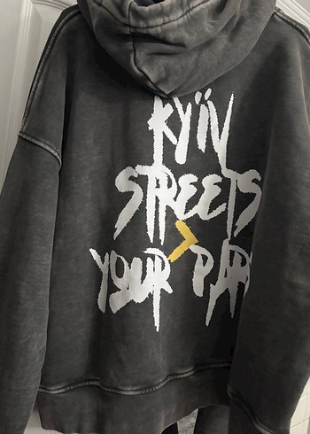 Gri Denim unisex Sweatshirt oversize - Görsel 5