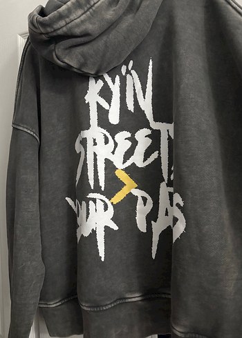 Gri Denim unisex Sweatshirt oversize - Görsel 3